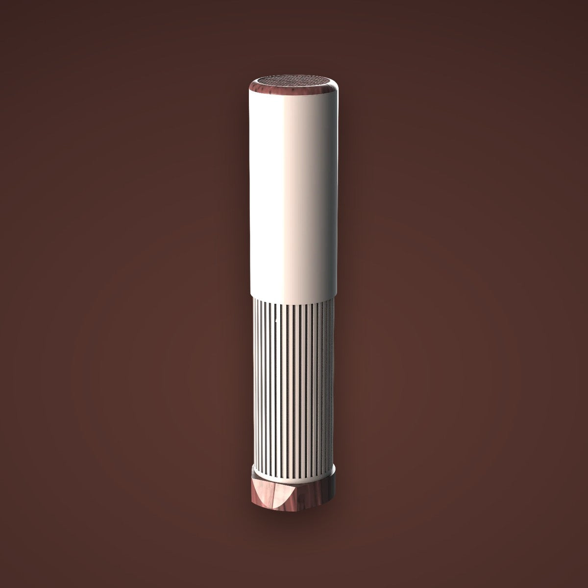 ambielo+ — a slim ivory cylinder with a copper crown